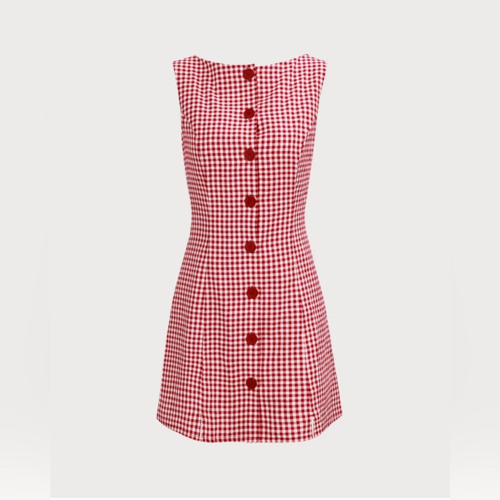 NWT RIHOAS The Red Boat Neck Plaid Mini Dress - Picture 6 of 8